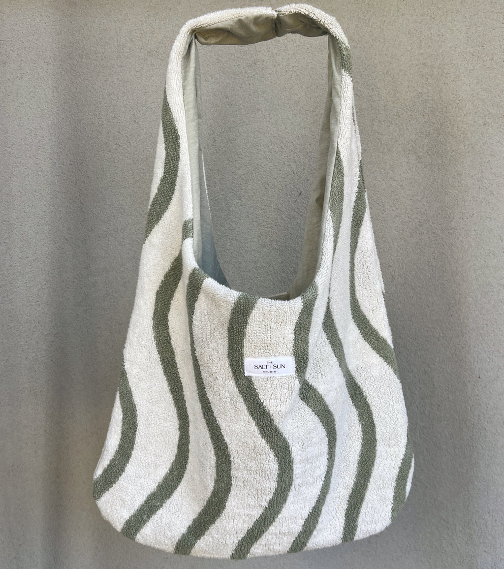 Sage Wave Terry Tote Bag