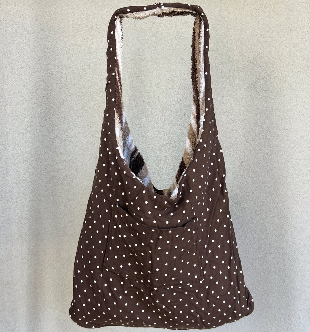 Cocoa Stripe Terry Tote Bag