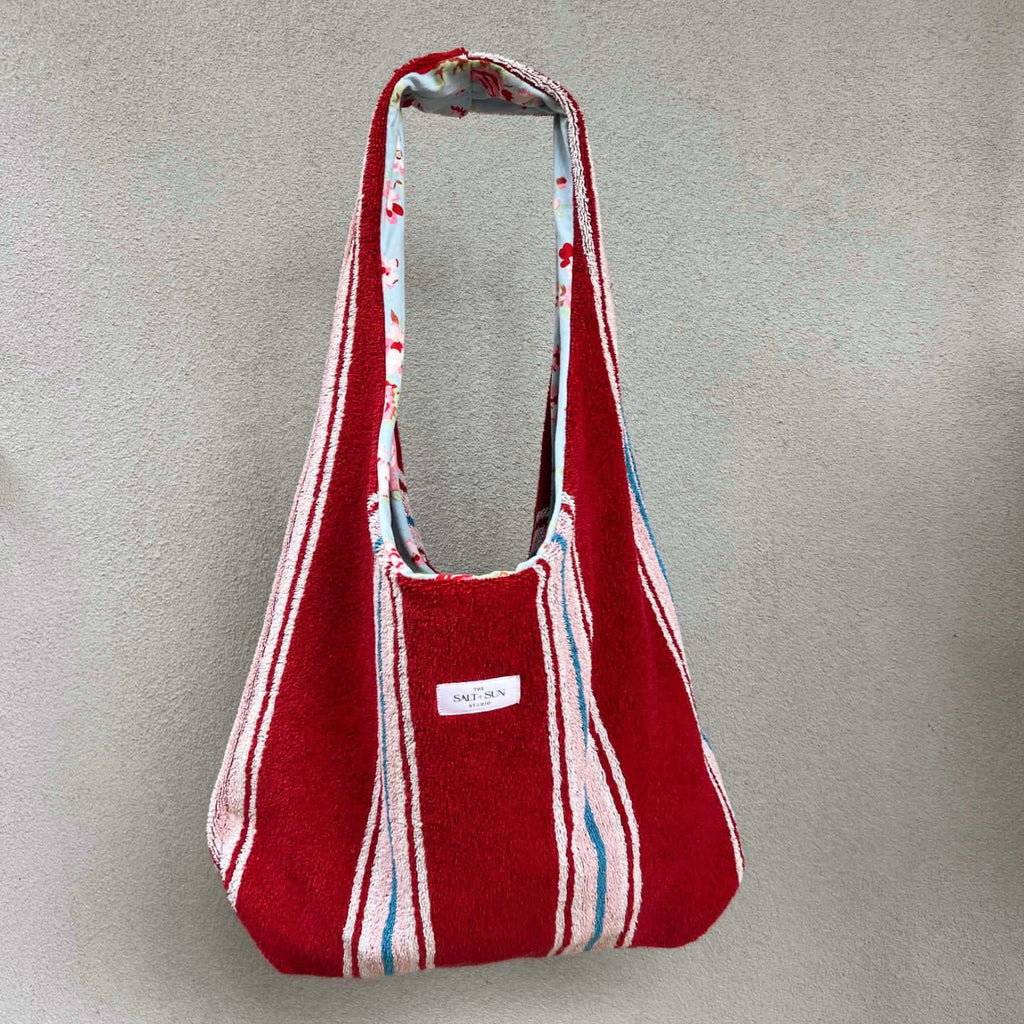 Red Ripple Terry Tote Bag